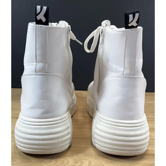 Koi‎ Footwear Women's Platform Ankle Boots Size 9 White Lace Up Lug Sole - Picture 3 of 16